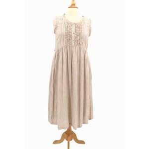 April Cornell Maxi Dress XS Sleeveless pinstriped Ruffle Cottagecore Prairie‎